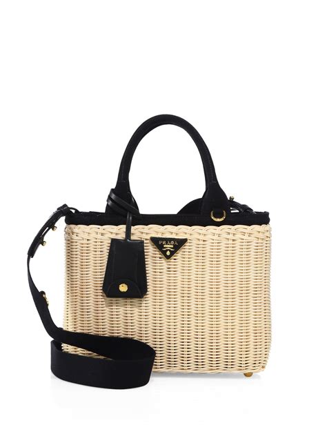 prada wicker bag black|prada foldable shopping tote.